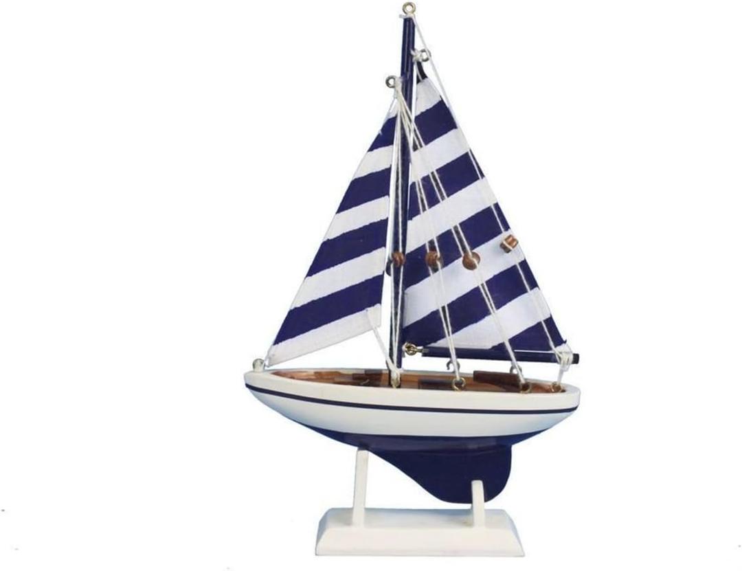 Hampton Nautical Blue Striped Pacific Sailer, 9"