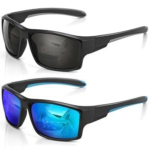 Missfive 2-Pack Rugged Bifocal Sunglasses for Men with Readers Built In, Full Wrap Around Frame with Rubber-made Thick Temples, UV400 Protection for Outdoor Sports/ Driving, 1.50x