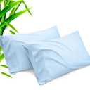Pillow Cases Queen Size 2 Pack, Bamboo Rayon Pillowcases with Envelope Closure, Cooling Breathable Pillow Case for Hot Sleepers & Night Sweats, 20x30 inches, Aqua Blue