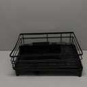 Expandable Dish Drying Rack - Large Drainboard with 4 Slots, Knife & Fork Holders, Cup Organizer, Rotating Swivel Spout, Durable Coated Steel, Black (Large)