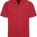 Tropical Storm Hawaiian Shirts for Men Short Sleeve Regular Fit Mens Floral Shirts (Red, S)