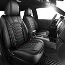 FREESOO 2 Front Tacoma 2005-2023 Seat Covers Custom Fit for Toyota Tacoma Double Crew Cab Faux Leather Pickup Truck Seat Covers (2 PCS Front, Black)