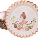 BLUE PANDA 48 Pack Pink Tiny Dancer Ballerina Plates with Scalloped Foil Edges for Girl's Ballerina Birthday Party Decorations (7 In)