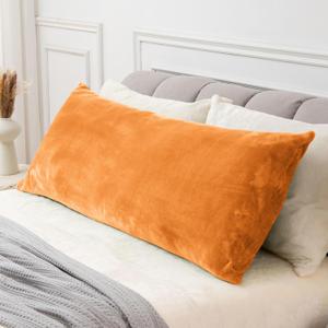 BEDELITE Body Pillow Cover with Zipper Closure, Super Soft and Cozy Fleece Pillowcase 20 x 54 Inches, Luxury Fluffy Plush Long Body Pillow Pillowcase for All Seasons(Burnt Orange)