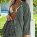 AUTOMET 2 Piece Sets For Women Lounge Wear Matching Two Piece Pajama Fashion Oversized Shirts And Shorts Spring Outfit 2026 (Green, S)