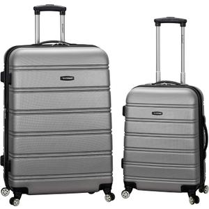 Rockland Melbourne Hardside 2 Piece Expandable Spinner Wheel Luggage Set, (20"/28"), Silver