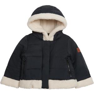 LONDON FOG girls Heavyweight Winter Puffer Coat With Sherpa Trim (Black)