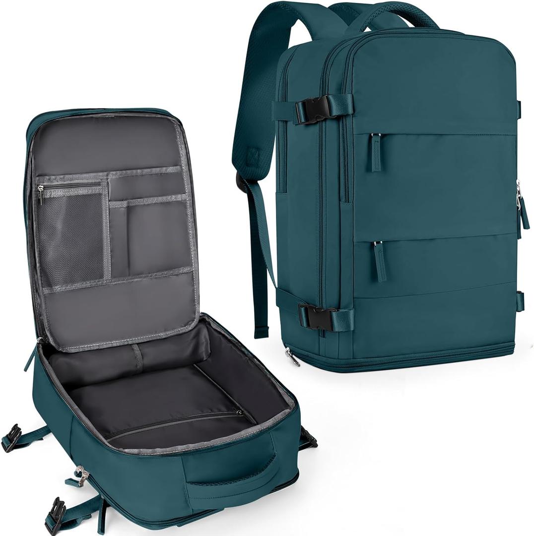 coowoz Travel Backpack For Women Men,Carry On Backpack,Hiking Backpack Waterproof Outdoor Sports Rucksack Casual Daypack Travel Essentials(Peacock Blue) (25L)