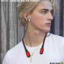 HALLJOY for Galaxy Buds 4/4 Pro/Buds 3/3 Pro Strap Neckband, Anti-Lost Accessories, Support Volume Control, Ergonomic Design, Fit Airpods Pro 3/2/1, Airpods 4, 3, 2, 1, Black Band/Red Tip