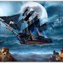 7x5ft Pirate Theme Photography Backdrop Halloween Nautical Adventure Background Seascape Sailing Ship Treasure Party Decorations Horror Photo Props
