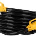 Camco Power Grip 25-Ft 50 Amp RV Extension Cord w/90 Locking End - Rated for 125/250V & 12,500W - Features Threaded Locking Ring for Weatherproof Connection & Coated w/Heat-Resilient PVC (55574)