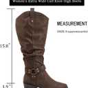 Luoika Women's Extra Wide Calf Low Heel Knee-High Boots (Brown)