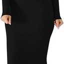 Women's Sexy Basic Long Sleeve Turtleneck Bodycon Party Long Pencil Dress, L Black
