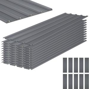 Metal Roof Panels 10 Pcs Galvanized Steel Roofing Panels with Screw Resistant,Versatile and Durable Suitable for Garages,Sheds, Stables and Mobile Homes Gray 70 sq.ft