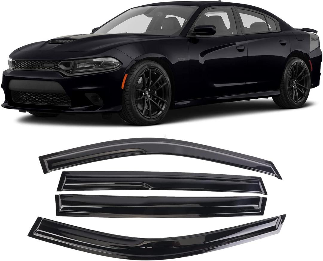 Window Visors Rain Guards Deflector 4 Piece Set for 2011-2021 Dodge Charger 94313