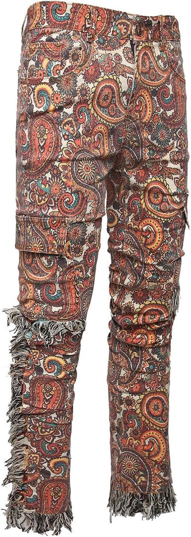 Men's Casual Stylish Straight Slim Fit Jeans Young Hiphop Skinny Denim Pants (36, 857 Pro Multicolor 1). Size 36