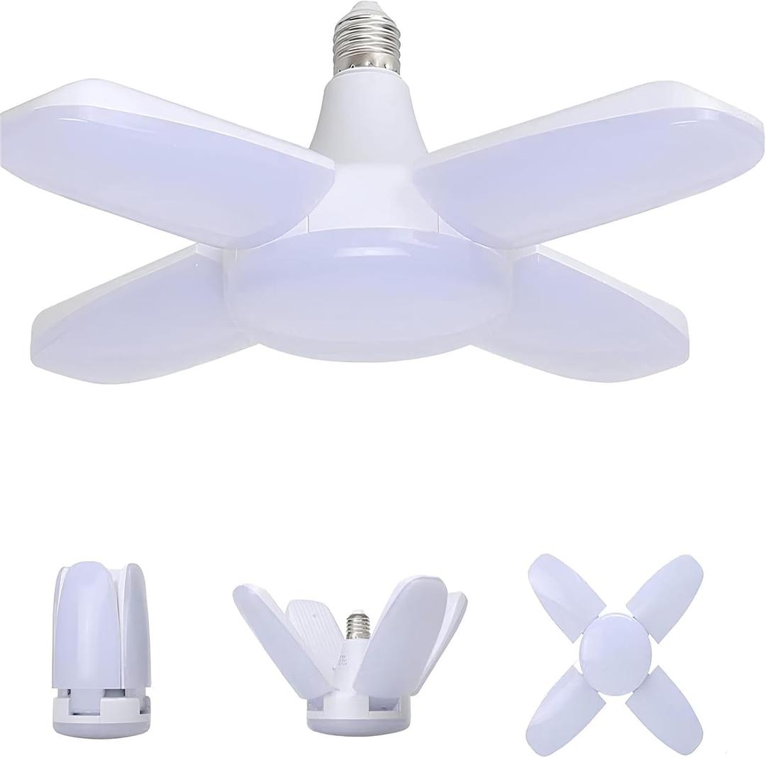 500W Equivalent E27 LED Ultra-Bright Garage Light, 6500K Cool Daylight White, Flicker-Free Energy-Saving Bulb, Suitable for Garage/Factory/Outdoor Camping/Backyard and Home Lighting