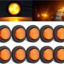 10Pcs 2 Inch Round LED Trailer Side Marker Clearance Lights Amber, Sealed 2" Round LED Trailer Marker Lights 4 LEDs w/Rubber Grommet Flush Mount 2 Prong Wire Pigtails Truck RV Markers Waterproof