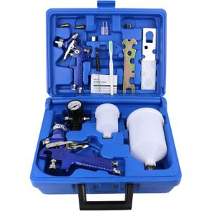 2-Sprayer HVLP Air Gravity Spray Paint Gun,1.0mm 150ml & 1.4mm 600ml Auto Gravity Feed Painting with Locking Air Pressure Regulator Gauge Air Spray Nozzle Gun for Cake Decoration,Model Making