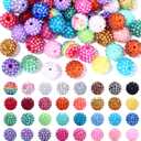 160pcs 16mm Rhinestone Beads for Craft, 32 Colors DIY Round Crystal Disco Ball Resin Rhinestone Chunky DIY Spacer Beads, for Pens, Jewelry Making, Bracelets, Necklace