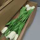 Buart White&Green Tulip Flowers Artificial Luxury Big Tulip Valentine's Day Mother's Day Easter Home Kitchen Wedding Decorations(11pcs)