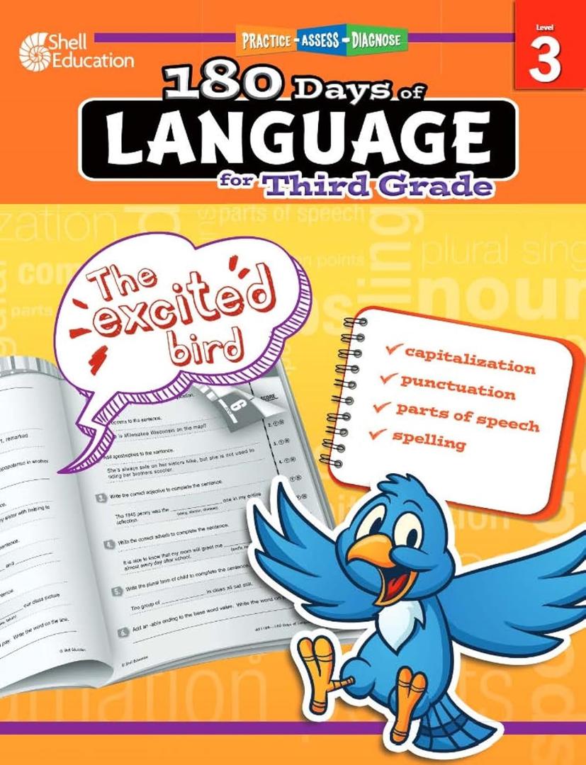 Shell Education 180 Days of Language for Third Grade (180 Days of Practice)