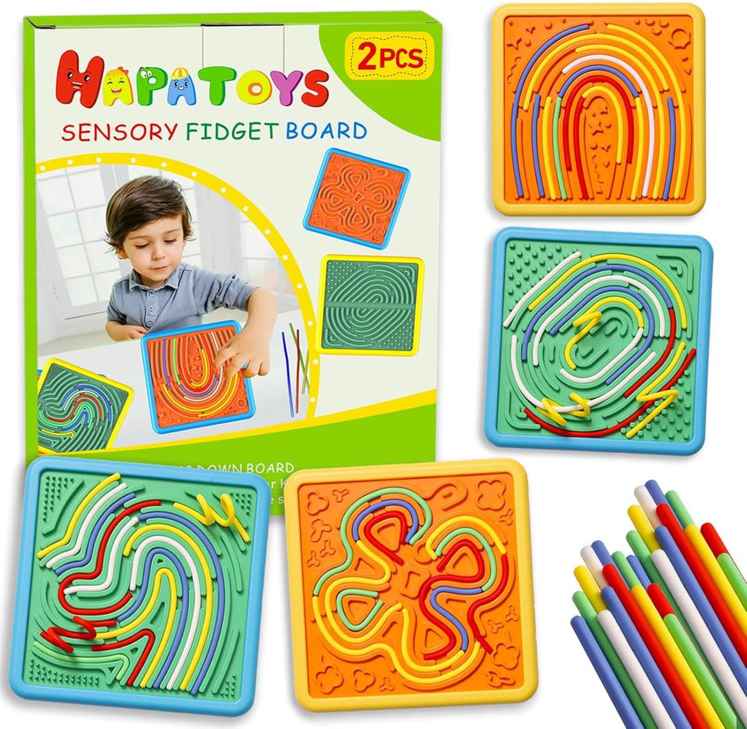 Sensory Activity Board for Kids & Adults:Double-Sided Stress Relif Sensory Board Toys with 40 Strings & Storage Bag | Quiet Fidget Board for ADHD & Autism Boys Girls Ages 3 4 5 6 7 8 9 102PCS
