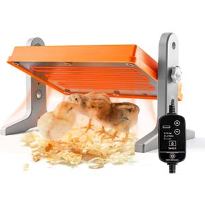 Chick Brooder Heater Plate  12" x 8" Adjustable Height & Temperature Poultry Warmer for Up to 10 Chicks, Brooder Heating Plate for Chicks and Ducklings, Orange