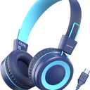Bywulanda Upgrade USB Type C Kids Headphone for School, 94dB Safe Volume Limited, HD Stereo Sound, Foldable Lightweight On-Ear Headphones for Boys/Girls/Students/Tablet/Travel (Dark Blue)