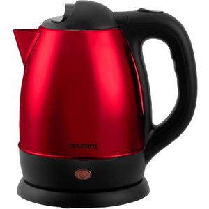 Courant 1.5 Liter Kettle Red Stainless Steel Cordless Electric Kettle with 360 Degree Rotational Body, Automatic Safety Shut-Off, Perfect for Tea/Coffee/Hot Chocolate/Soup/Hot Water