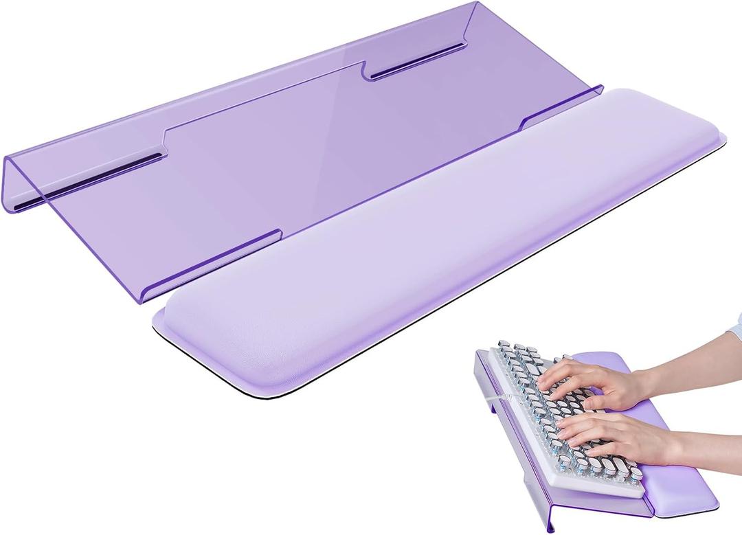 Computer Keyboard Stand for Desktop, Keyboard Wrist Rest Holder Stand for Easy Typing with Wrist Pad for Office Desk, Home, School(Purple)