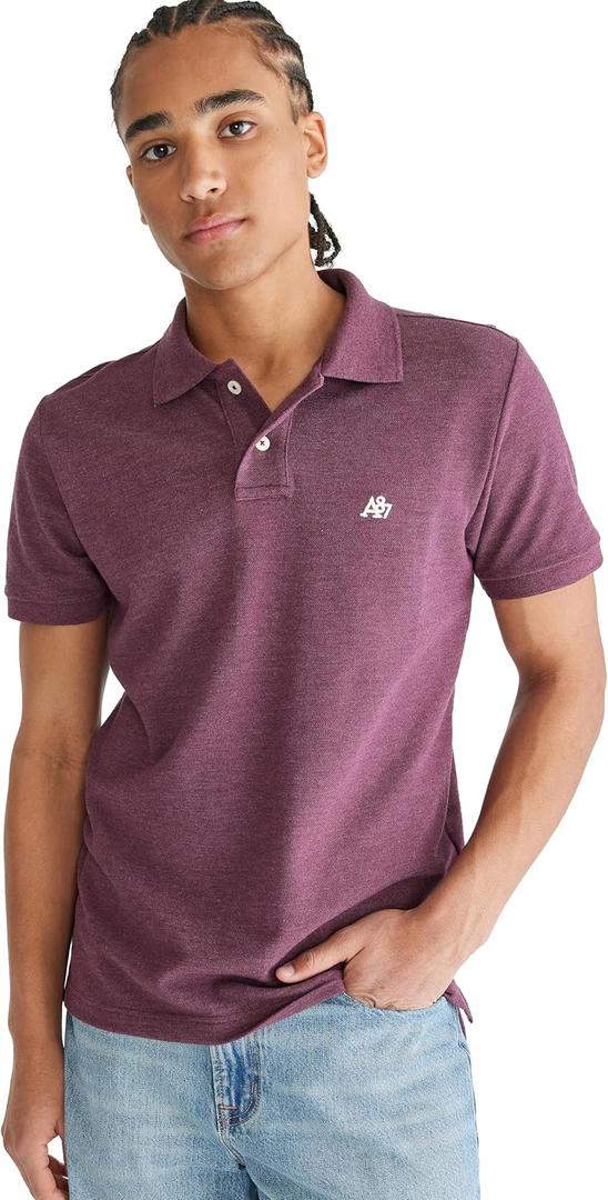 Aeropostale Men's Aero Uniform Polo Short Sleeve (Medium, Dark Burgundy)