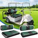 4PCS Golf Cart Diamond Seat Covers Kit, Front&Rear Seat Covers Fits EZGO TXT 1994-2013/EZGO RXV Standard Seat Cushion, EZGO Vinyl Seat Cover Accessories, No Staples (Dark Green&Black)