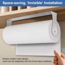 2 x Paper Towel Holder Under Cabinet, Wall Mount, Stainless Steel, Adhesive Paper Towel Rack for Kitchen and Bathroom, Silver