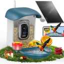 Bird Feeder with Camera 5MP Live Video, Solar Powered Smart AI Identify Birds Species, 2.4Ghz WiFi Camera Bird Feeder with Squirrel-Proof, Instant Arrival Alerts, Ideal Gifts for Bird Lovers