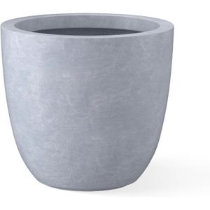 Kante 18 Inch Dia Round Concrete Planter, Indoor Outdoor Large Plant Pot with Drainage Hole and Rubber Plug for Home Patio Garden, Slate Gray