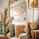 Antok Full Length Mirror, 58"x19" Floor Mirror, Arched Floor Standing Freestanding Arch Full Body Mirrors with Stand for Bedroom, Hanging Mounted for Living Room Cloakroom,Gold