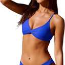 Women's Twist Backless Criss Cross Back Bathing Swimwear Cheeky Bikini Top (Large, Royal Blue)