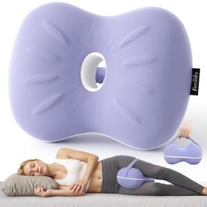 Forcanby Knee Pillow for Side Sleepers - Smooth Spine Alignment Pillow, Memory Foam Knee Pillows for Back Hip Pain, Spine Aligning, Sciatica, Surgery Recovery, Pregnancy (Purple-regular)