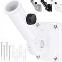 Flag Pole Holder, Outside House Flag Pole Bracket, Heavy Duty Metal Flag Mount, Aluminum Alloy Mounting Brackets, Outdoor Adjustable Flag Holder- Strong Rust Free, Multi-Position 1 inch White