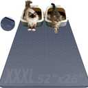Cat Litter Mat, XXXL 52"x26" Extra Large Litter Mats Silicone, Jumbo Waterproof Floor Mat for Pets, Litter Trapping, Easy to Clean for Multi-cat Households(Grey)