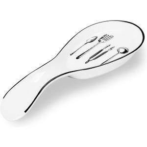 GDCZ Porcelain Spoon Rest Large Spoon Holder Utensil Rest for Kitchen Counter Stove Top, Dishwasher Safe White, 2 Pack