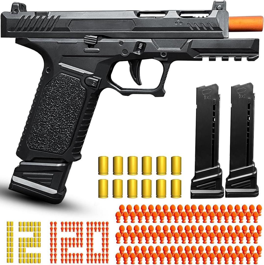 Automatic Shell Ejecting Toy Gun Pistol, Soft Bullet Toy Gun for Boys, Education Model Realistic Toy Pistol Shooting Game Toys Gifts Christmas Birthday for Kids 8+