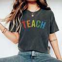 Teacher Shirt Women Teach T Shirt Teach Kindness Shirts Teaching Graphic Tees Back to School Shirt Short Sleeve Tops (Gray, S)