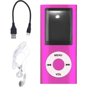 MP3 Player,Portable MP3 Digital Music Player,1.8 Inch LCD Music-Player with Earphone,Build-in Photo/Video Play/FM Radio/Voice Recorder/E-Book Reader(Memory Card Not Included)-Pink