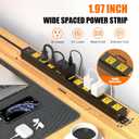 10 Outlet Wall Mount Power Strip, 1.97 Inch Wide Outlet Spacing Aluminum Alloy, 6FT 14AWG Heavy Duty Cord with Switch, 15A 1875W ETL Listed for Garage, Workbench, Multimedia Classroom