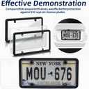 2 Pack License Plate Covers Frames : Rust-Proof Car License Plates Shields Holder -with Screw Caps - Clear License Plate Protector for US Standard Cars