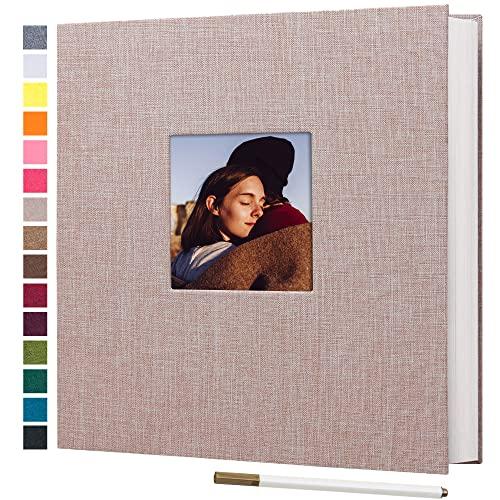 potricher Large Photo Album Self Adhesive 4x6 5x7 8x10 Pictures Linen Cover 40 Blank Pages Magnetic DIY Scrapbook Albums with A Metallic Pen (Beige)