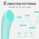 PRITECH Silicone Face Scrubber, Rechargeable Facial Cleansing Brush with Heat Massage End, Vibrating Exfoliator Scrubber for Deep Cleaning, Waterproof Face Brush for Women and Men (Green)