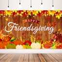 Friendsgiving Party Decoration Large Size Wooden Pattern Friendsgiving turkey Party Banner for Friendsgiving Decorations Supplies, 71x43inch